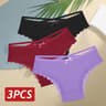 Womens 3Piece Cotton LowRise Lace Brazilian Panties Set Breathable Soft Underwear SXL 11