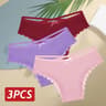 Womens 3Piece Cotton LowRise Lace Brazilian Panties Set Breathable Soft Underwear SXL 16