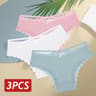 Womens 3Piece Cotton LowRise Lace Brazilian Panties Set Breathable Soft Underwear SXL 21