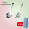304 Stainless Steel Portable Kids Tableware Set With Spoon And Fork For Outdoor Travel And Dining 6