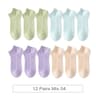 12 Pairs Womens Cotton Breathable Low Cut Mesh Socks Summer Short Socks 10
