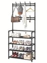 Freestanding Entryway Coat Rack With Shoe Shelves And Hooks For Hallway Storage 4