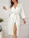 Womens Elegant Satin Robe With Belt For Silky Comfort Loungewear 11