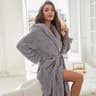 Womens Pink Flannel Hooded Bathrobe Long Coral Fleece Sleepwear Homewear 9