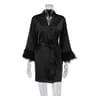 Womens White Satin FeatherTrimmed Bathrobe Elegant Bridal Sleepwear 7