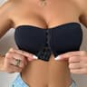Womens Black FrontBuckle Wireless Strapless Ice Silk Bra With Removable Padding 7