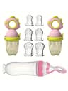 9Piece Silicone Baby Feeding Set With Dinosaur Rotating Fruit Feeder Squeeze Bottle And SML Silicon 6