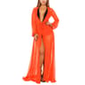 Sheer Chiffon Beach Cover Up Dress With Belt For Women 8