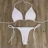 Solid Pink HighLeg Thong Bikini Set For Women Sexy 2Piece Beachwear Swimwear 6