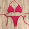 Solid Pink HighLeg Thong Bikini Set For Women Sexy 2Piece Beachwear Swimwear 7