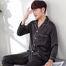 Silk Satin Couples Pajama Set  Luxury Long Sleeve Button Down Sleepwear For Women And Men 23