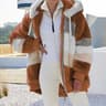 Womens Oversized Plush Hooded Zip Jacket With Pockets Cozy Winter Streetwear Coat 7