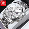 OLEVS Luxury Chronograph Moon Phase Watch Multifunction Quartz Waterproof Business Wristwatch For M 8