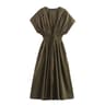 KONDALA Vintage V Neck Dress Sleeveless Single Breasted Women Dress Chic Brown Summer Dress 7
