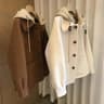 Plus Size Patchwork Hooded Coat Fake Two Piece Womens Winter Jacket Loose Elegant Outerwear 4