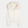 Chic Cropped Womens Faux Fur Hooded Quilted Jacket With Zipper Pockets 7