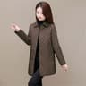 Korean Style Womens Plaid Quilted Midi Coat Thick Warm Long Sleeve Winter Jacket 7