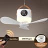 Portable Silent Ceiling Fan With LED Light USB Rechargeable Remote Control Lamp 6