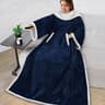 Oversized Reversible Flannel Wearable Blanket Hoodie With Pocket For Cozy Winter Comfort 7