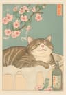 Japandi Cat Bathtub Canvas Wall Art Retro Japanese Aesthetic Poster 15