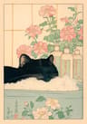 Japandi Cat Bathtub Canvas Wall Art Retro Japanese Aesthetic Poster 18