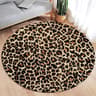 Leopard Print Round Flannel Area Rug Soft Decorative Carpet For Living Room Bedroom 7