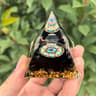 AzureAura Lapis Lazuli Crystal Ball  Pyramid Decor Set With Gold Base 9