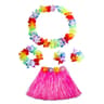Kids Hawaiian Hula Grass Skirt Costume Set With Flower Lei Accessories 12