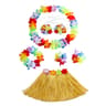 Kids Hawaiian Hula Grass Skirt Costume Set With Flower Lei Accessories 8