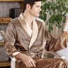 RegalSilk Mens Gold Print Satin Kimono Robe 7