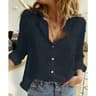 Womens Cotton Linen Button Down Lapel Blouse 6