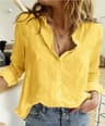 Womens Cotton Linen Button Down Lapel Blouse 7