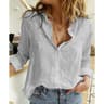 Womens Cotton Linen Button Down Lapel Blouse 8