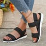 Womens Black Flat Sandals With Anti Slip Shoelace Sole 6