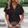Loose Jacquard V Neck Button Down Blouse Oversized Summer Top 6