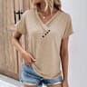 Womens Oversized V Neck Short Sleeve Solid Cotton Linen Tee 5