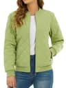 Womens Diamond Quilted Bomber Jacket Full Zip Warm Padded Coat 6