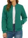 Womens Diamond Quilted Bomber Jacket Full Zip Warm Padded Coat 11