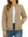 Womens Diamond Quilted Bomber Jacket Full Zip Warm Padded Coat 16