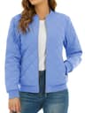 Womens Diamond Quilted Bomber Jacket Full Zip Warm Padded Coat 18