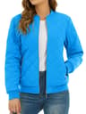 Womens Diamond Quilted Bomber Jacket Full Zip Warm Padded Coat 20
