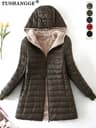 Mid Length Hooded Cotton Coat With Warm Lamb Fleece Lining For Women Autumn Winter 7
