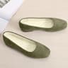 Women Suede Loafers Flat Heel Square Toe Basic Pumps 6