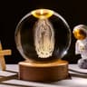 Illuminated Jesus And Virgin Mary Crystal Ball Set With Cross 10