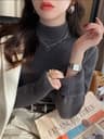 Women Turtleneck Sweater Velvet Lined Thermal Knit Pullover 10