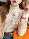 Women Turtleneck Sweater Velvet Lined Thermal Knit Pullover 6