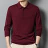 Mens Wool Blend Long Sleeve Polo Pullover Sweater With Lapel 14