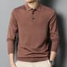 Mens Wool Blend Long Sleeve Polo Pullover Sweater With Lapel 17
