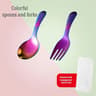 Outdoor Tourism 304 Stainless Steel Portable Tableware Children Tableware Spoon And Fork Combinatio 6