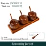 Wooden Seasoning Jar Vintage Kitchen Salt Sugar Spice Container With Lid Spoon And Tray 12